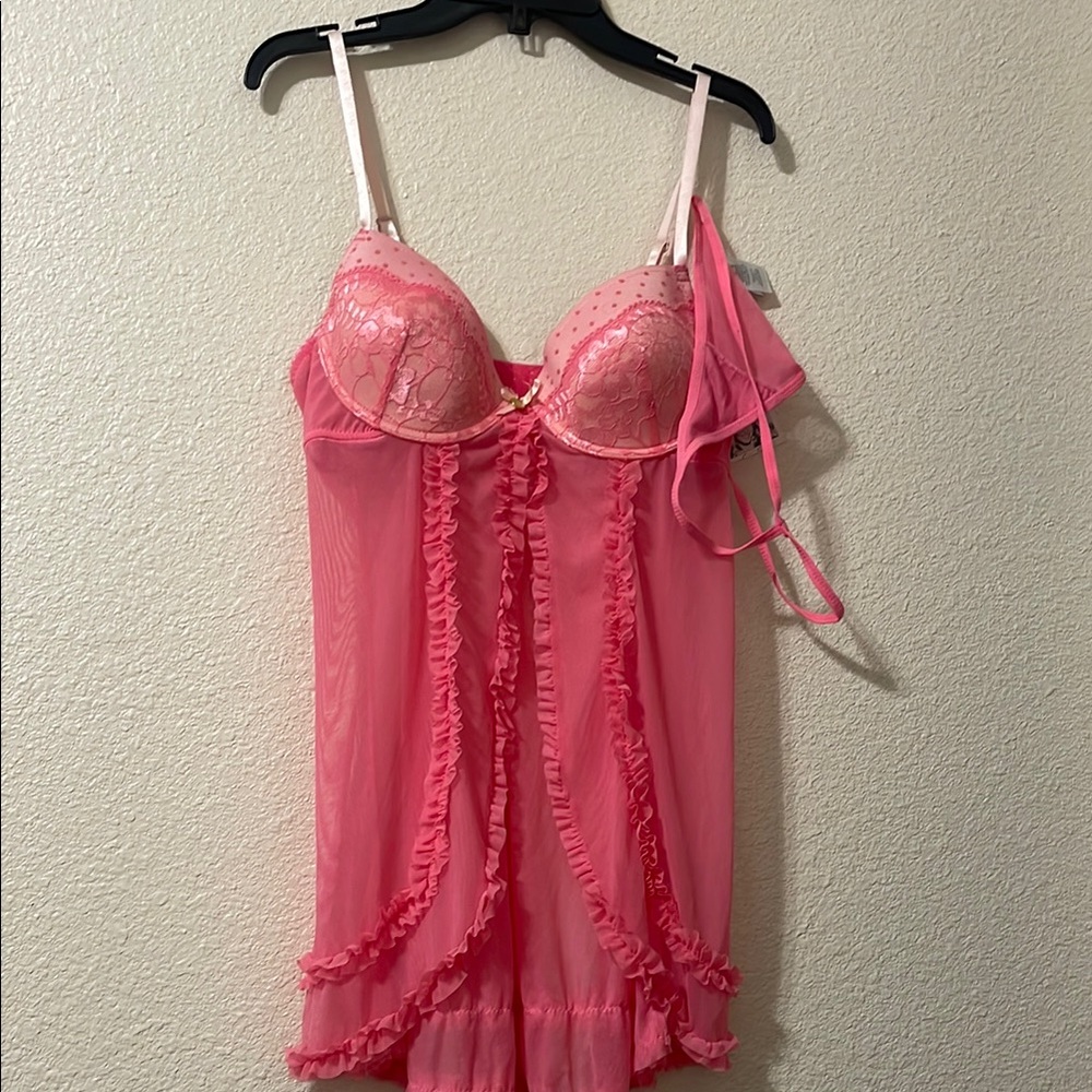 Jessica Simpson Pink Chemise with Ruffled Trim